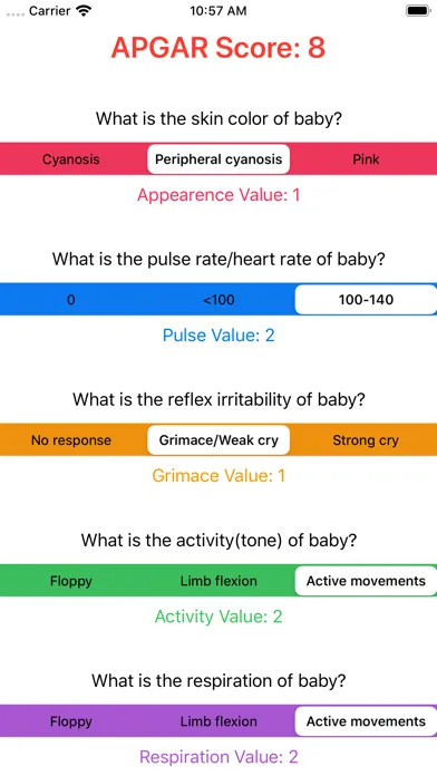 Simple APGAR Screenshots