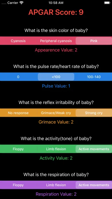 Simple APGAR Screenshots