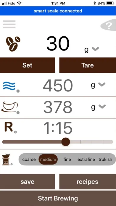 Pour Over Coffee scale 스크린샷