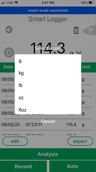 Zrzuty ekranu Lab Scale - SmartLogs Pro