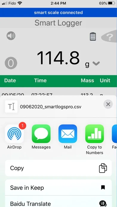Zrzuty ekranu Lab Scale - SmartLogs Pro