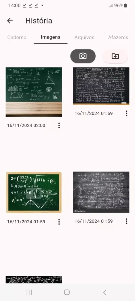 Tangkapan skrin Caderno de 20 Matérias