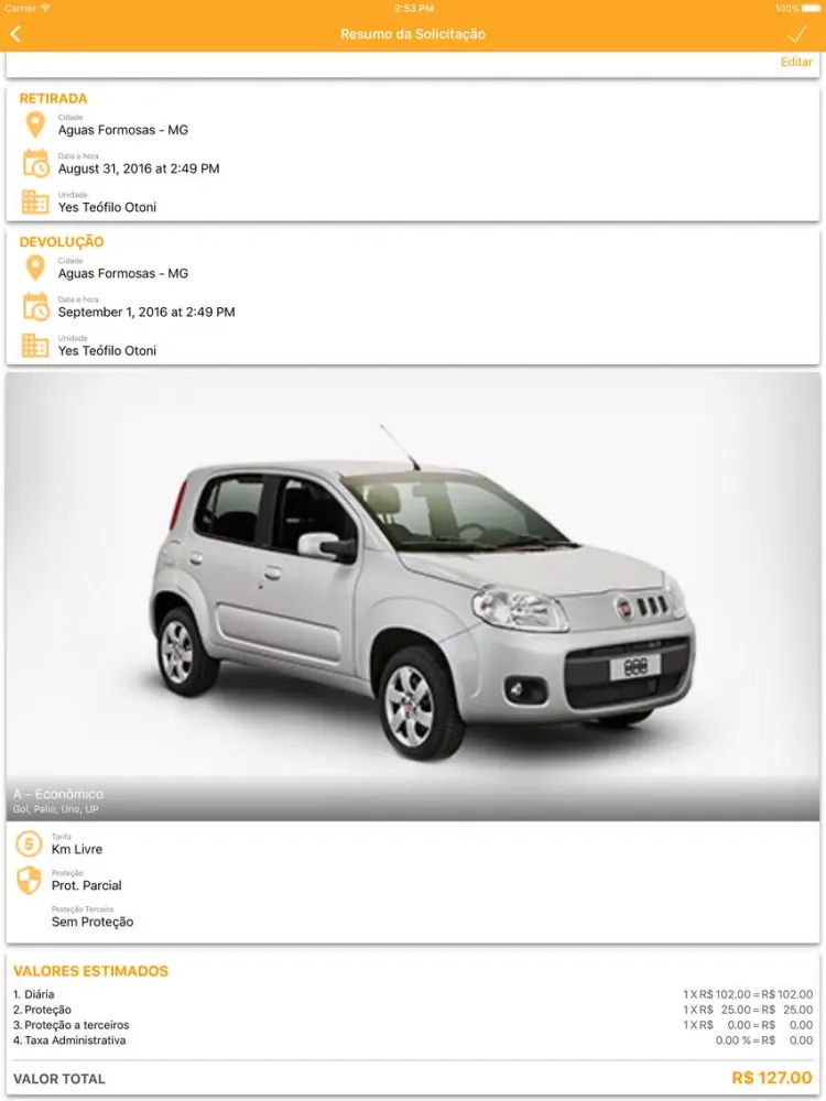 Yes Aluguel de Carros iPad 应用截图