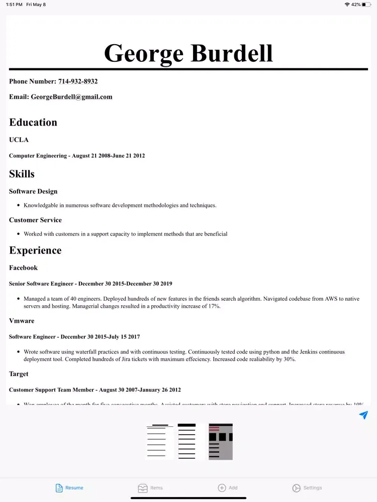 Capturas de tela do Resume Writer(Basic) iPad 