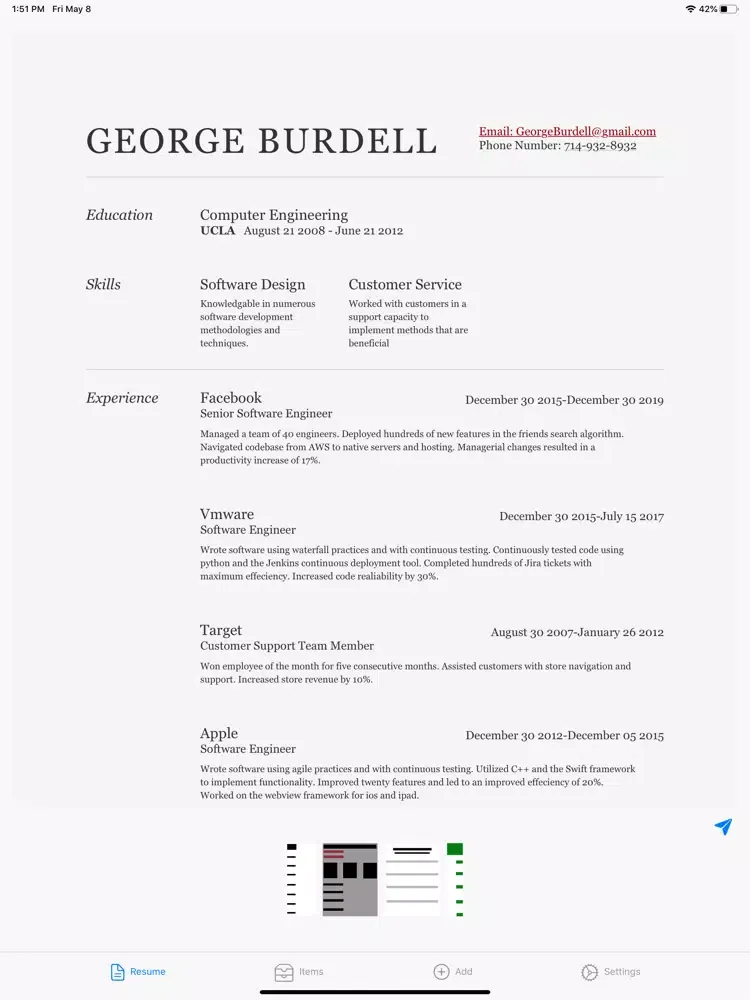 Capturas de tela do Resume Writer(Basic) iPad 