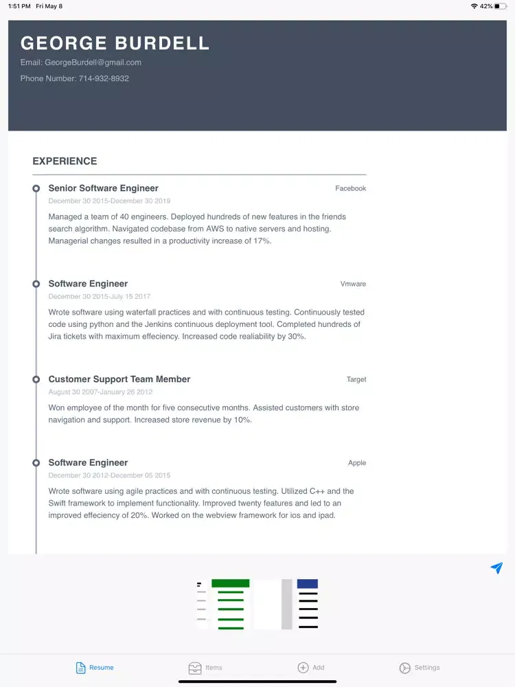 Capturas de tela do Resume Writer(Basic) iPad 