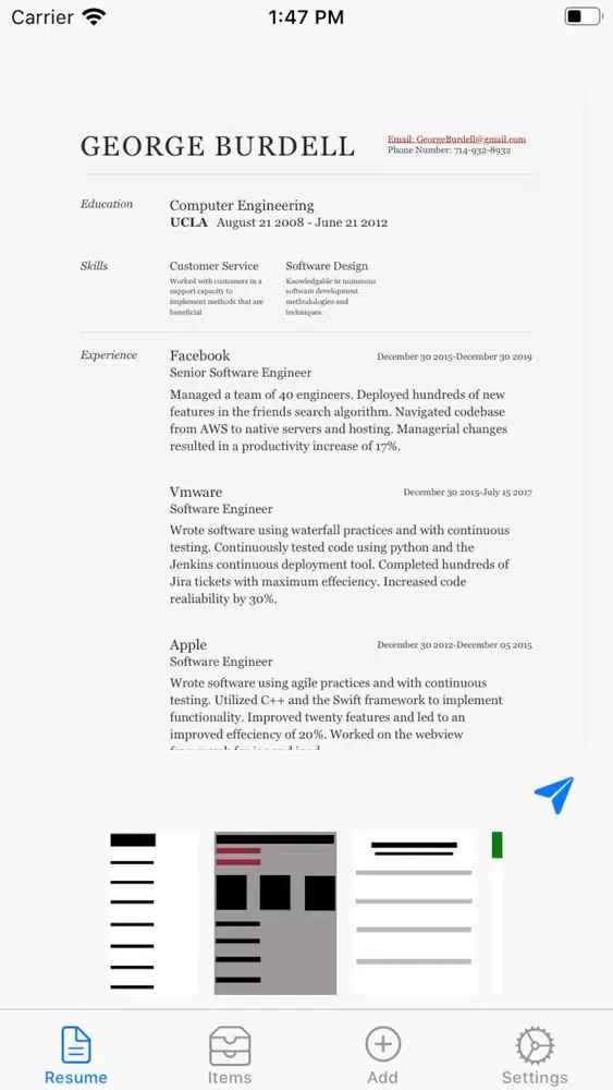 Capturas de tela do Resume Writer(Basic)