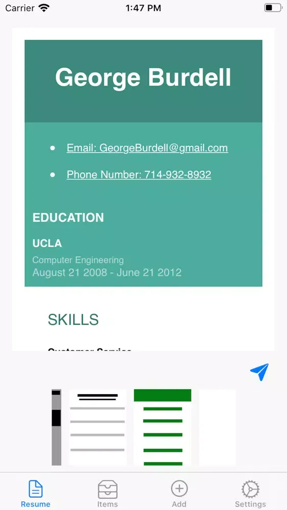 Capturas de tela do Resume Writer(Basic)