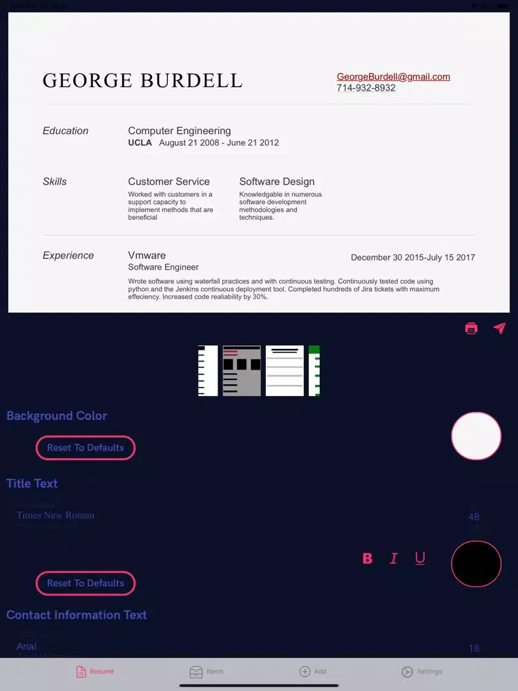 ภาพหน้าจอของ Resume Writer(Pro) iPad 