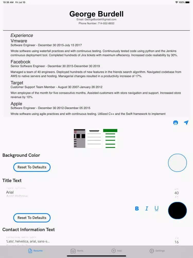 ภาพหน้าจอของ Resume Writer(Pro) iPad 