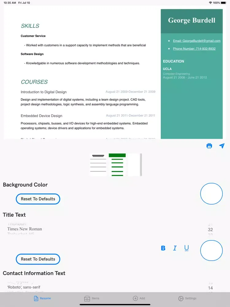 ภาพหน้าจอของ Resume Writer(Pro) iPad 