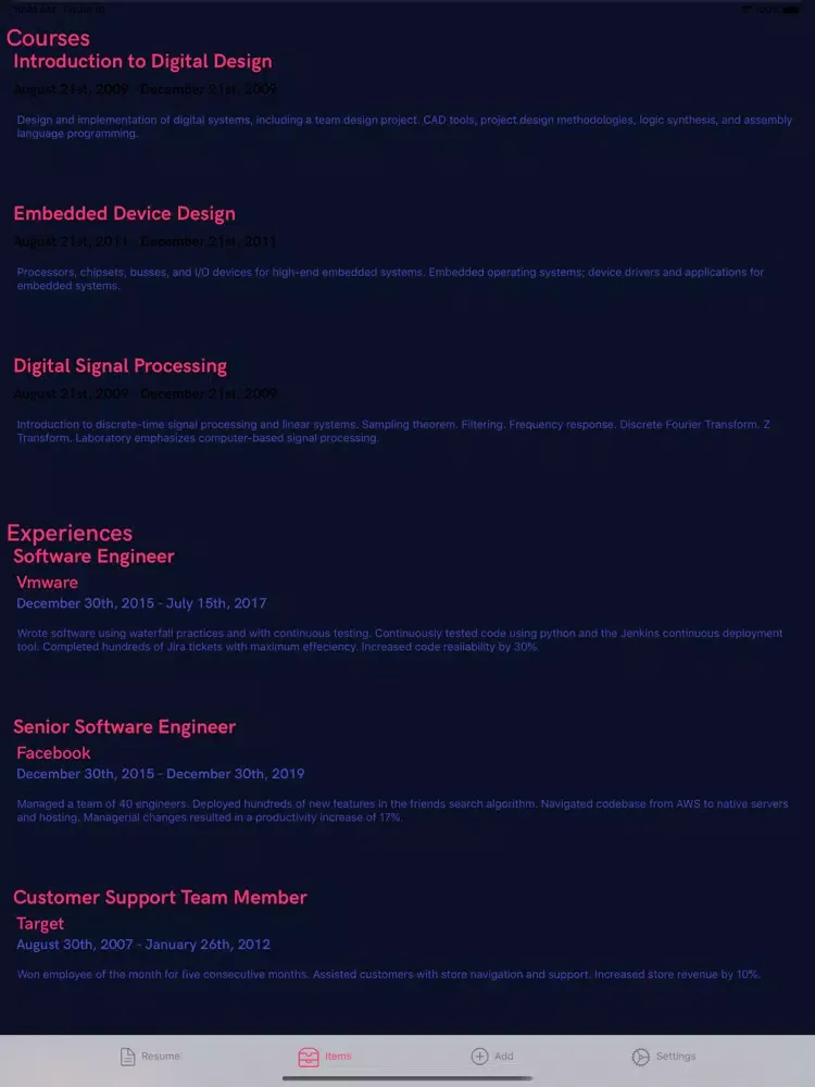 ภาพหน้าจอของ Resume Writer(Pro) iPad 