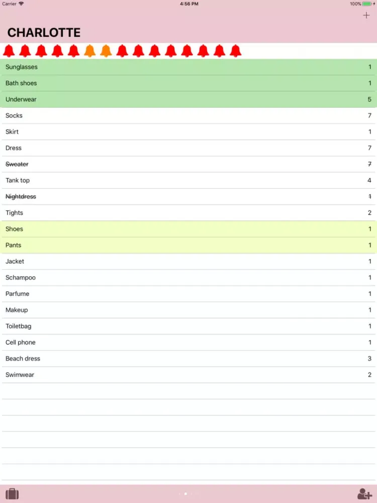 Ảnh chụp màn hình của Packinglist for you iPad 