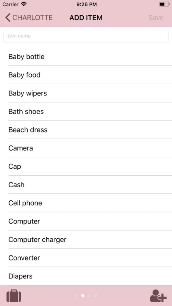 Ảnh chụp màn hình của Packinglist for you