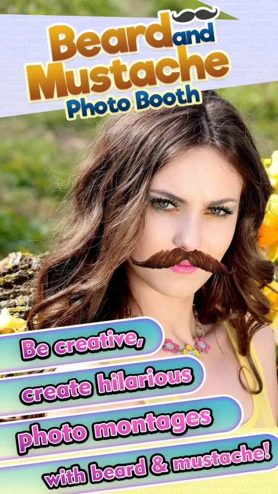 ภาพหน้าจอของ Beard and Mustache Grow Face Sticker.s Photo Booth