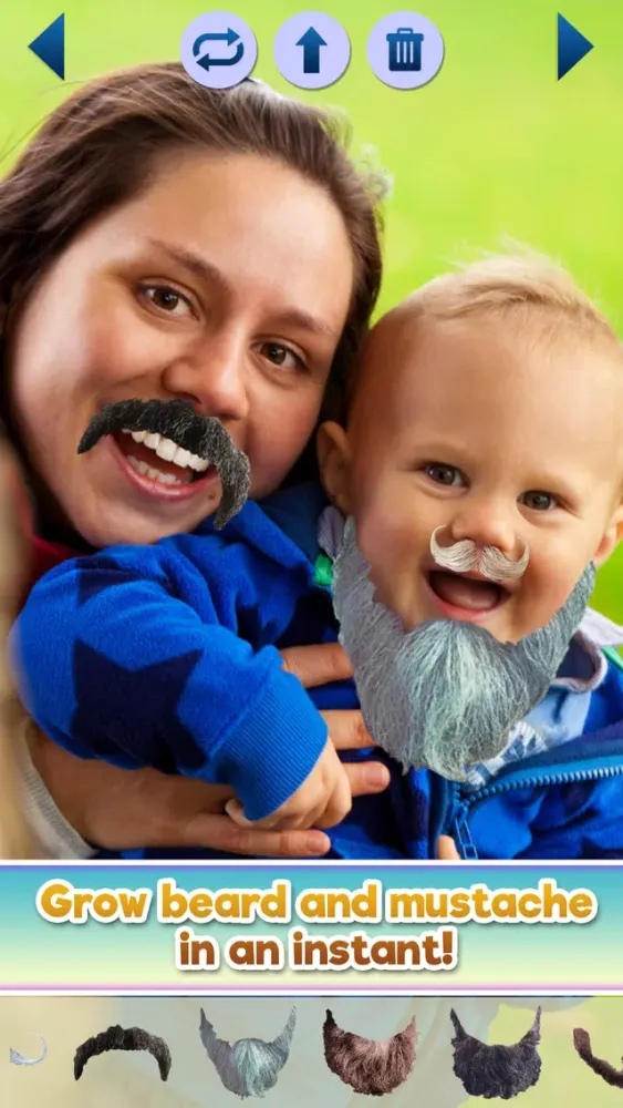 ภาพหน้าจอของ Beard and Mustache Grow Face Sticker.s Photo Booth