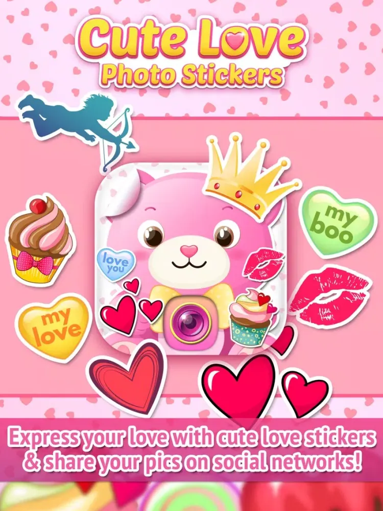Capturas de tela do Cute Love Stickers for Photos iPad 