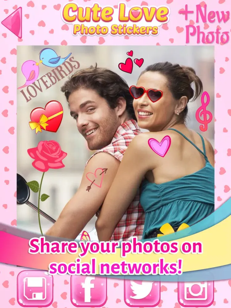 Capturas de tela do Cute Love Stickers for Photos iPad 