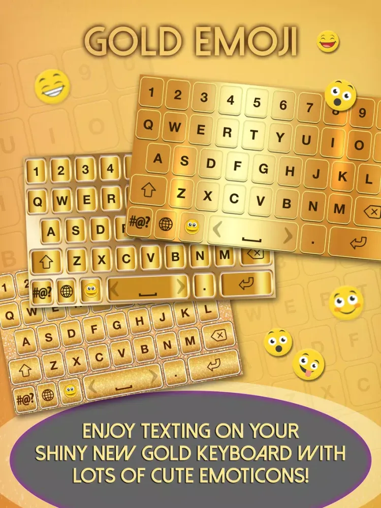 Gold Emoji Keyboard Themes iPad  스크린샷