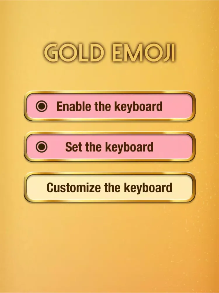 Gold Emoji Keyboard Themes iPad  스크린샷
