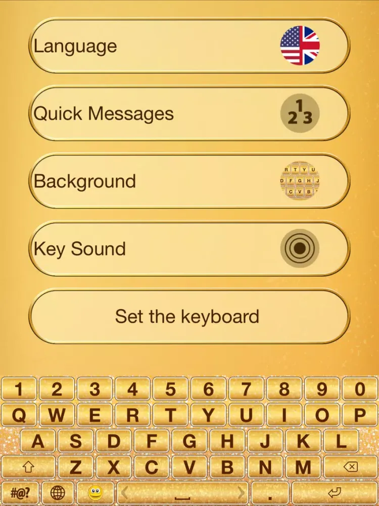 Gold Emoji Keyboard Themes iPad  스크린샷