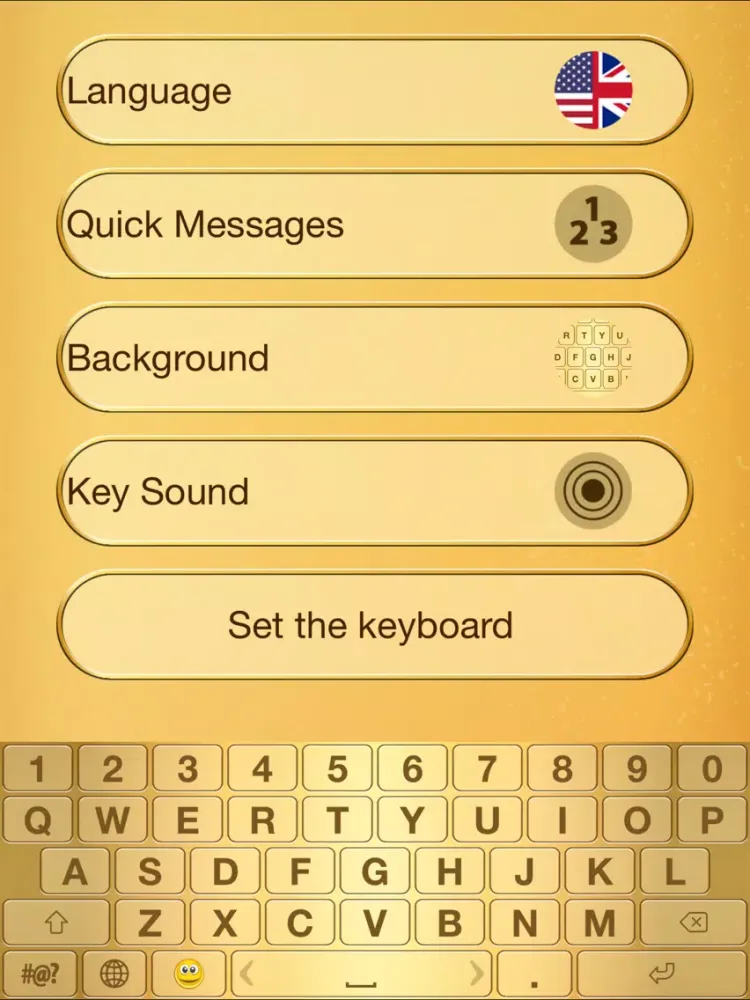 Gold Emoji Keyboard Themes iPad  스크린샷
