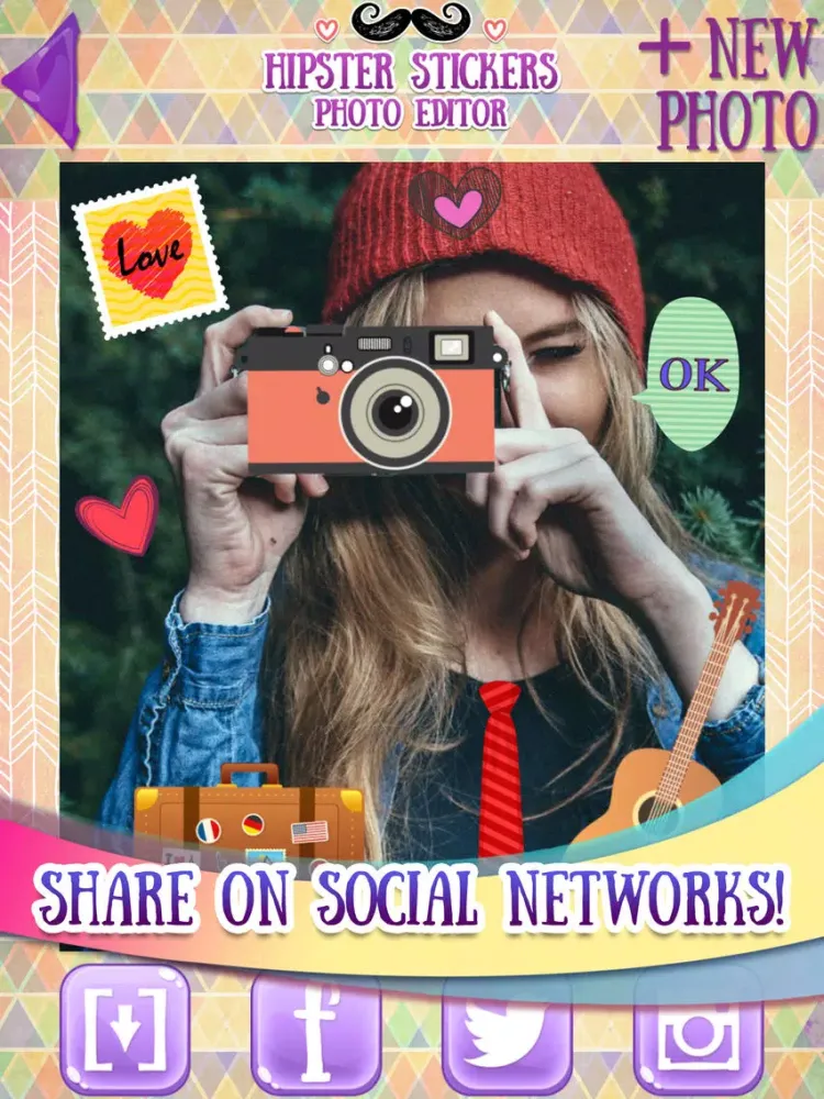Tangkapan skrin Hipster Stickers for Pictures iPad 