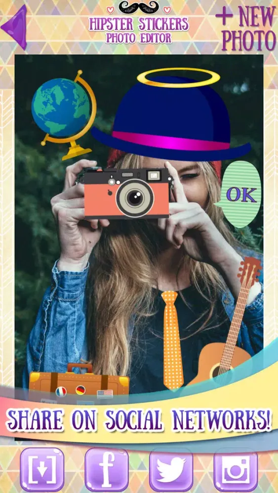 Tangkapan skrin Hipster Stickers for Pictures
