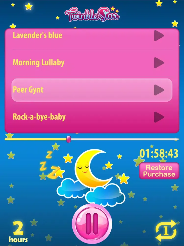 Tangkapan layar Twinkle Star Baby Lullaby Set Sleep Well Melodies iPad 