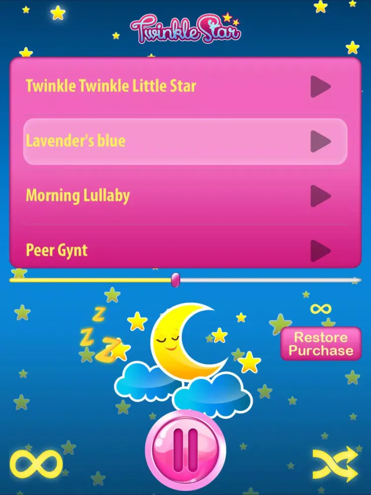 Tangkapan layar Twinkle Star Baby Lullaby Set Sleep Well Melodies iPad 
