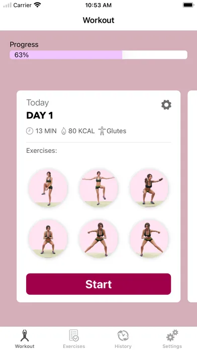 ภาพหน้าจอของ Glutes Butt Workout Home Plan