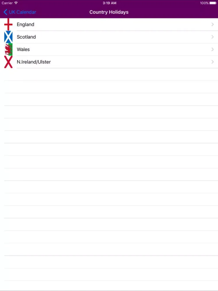 Zrzuty ekranu 2019 UK Holiday Calendar iPad 