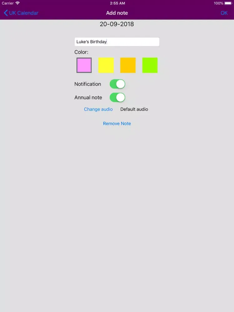 Zrzuty ekranu 2019 UK Holiday Calendar iPad 