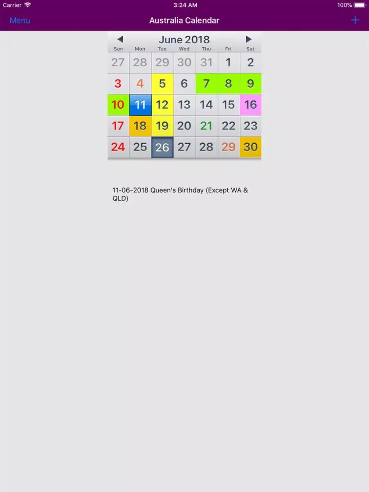 2019 Australia Calendar NoAds iPad  Screenshots