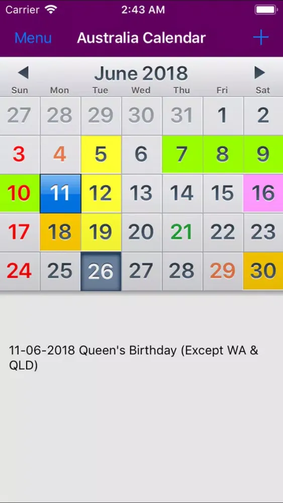 2019 Australia Calendar NoAds Screenshots