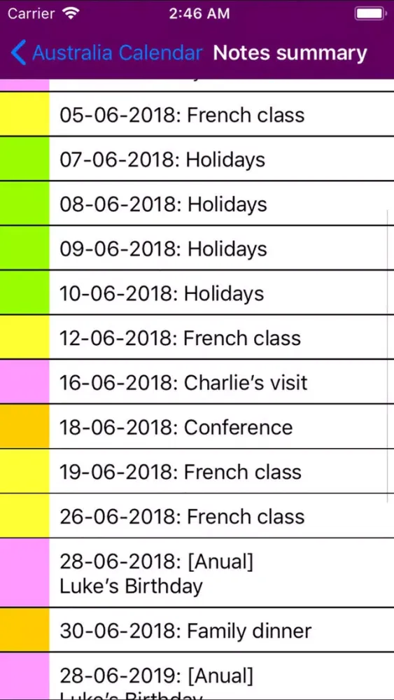 2019 Australia Calendar NoAds Screenshots