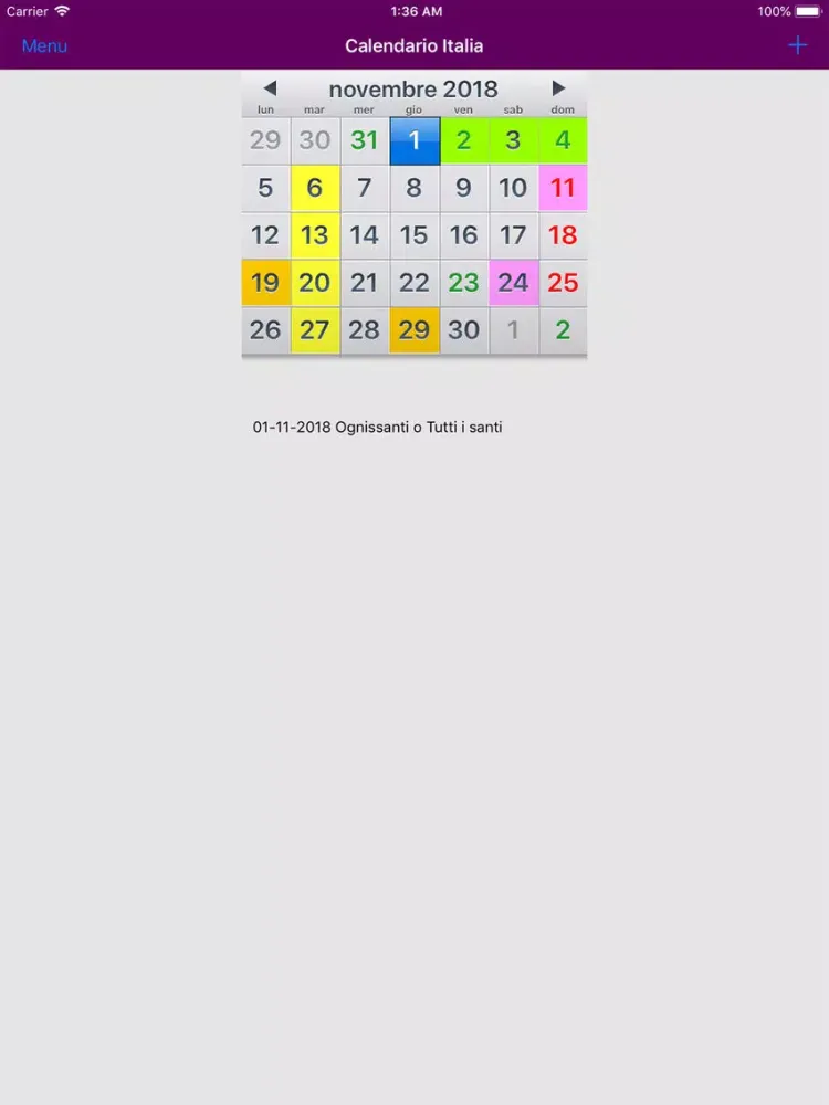 Calendario Italia 2019 iPad  Screenshots