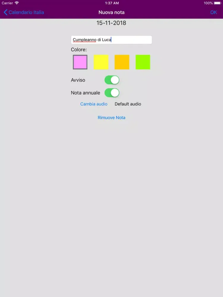 Calendario Italia 2019 iPad  Screenshots