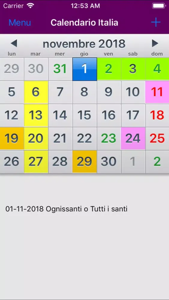 Calendario Italia 2019 Screenshots