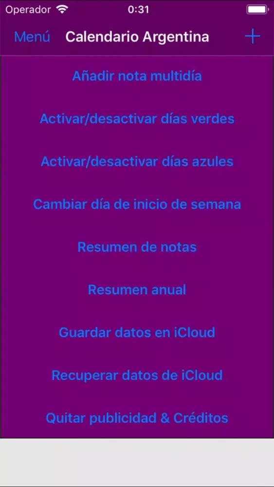 Tangkapan layar Calendario 2019 Argentina NoAd