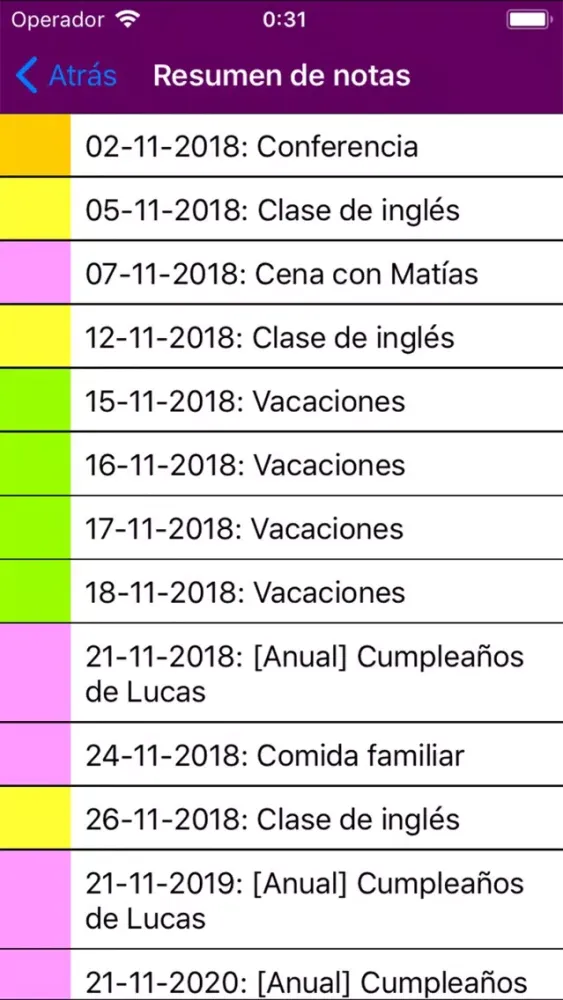 Tangkapan layar Calendario 2019 Argentina NoAd