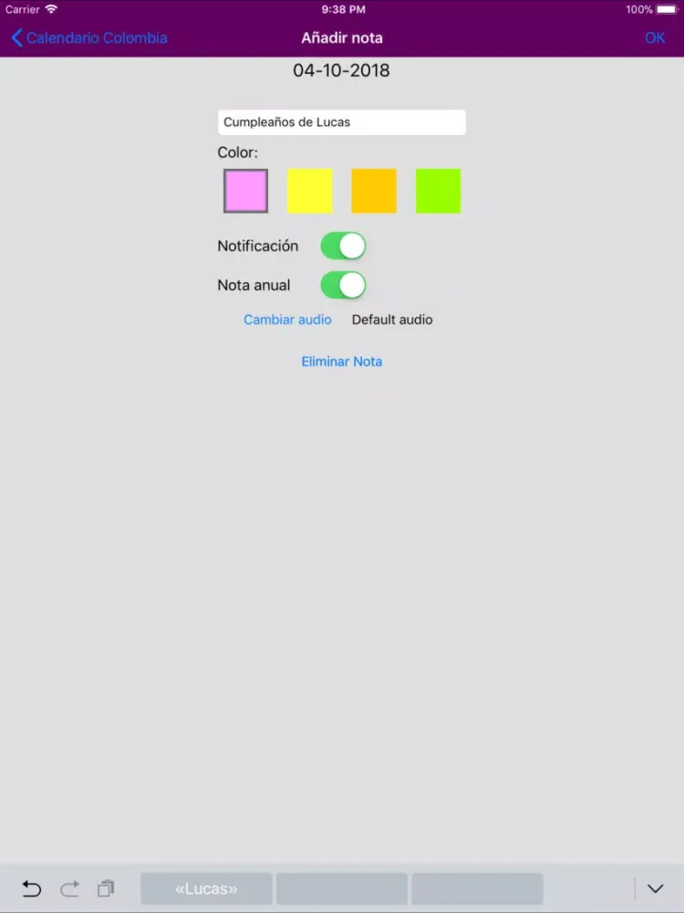Capturas de pantalla de Calendario 2019 Colombia NoAds iPad 