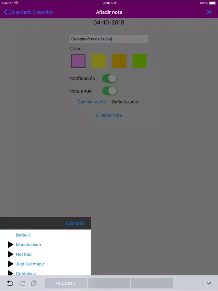 Capturas de pantalla de Calendario 2019 Colombia NoAds iPad 