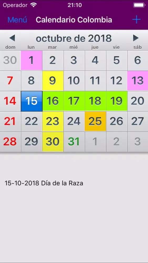 Capturas de pantalla de Calendario 2019 Colombia NoAds