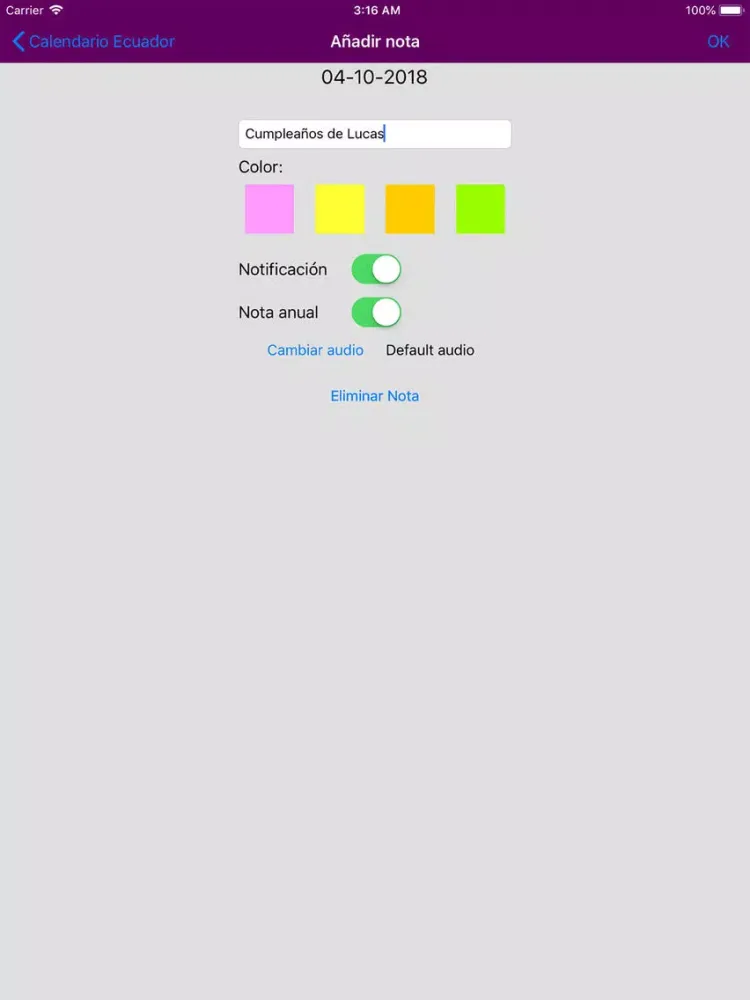 Calendario 2019 Ecuador iPad  سکرین شاٹس