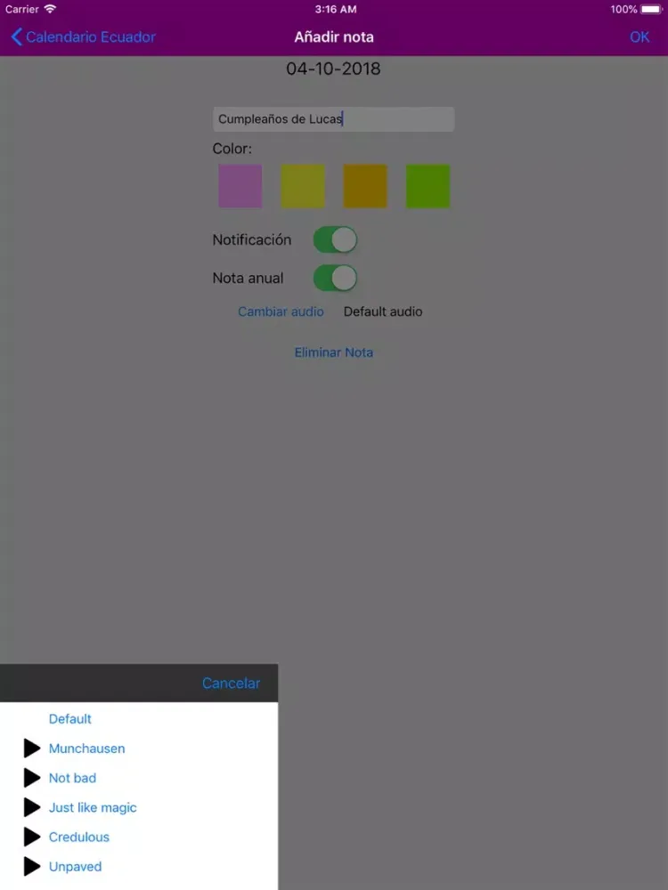 Calendario 2019 Ecuador iPad  سکرین شاٹس