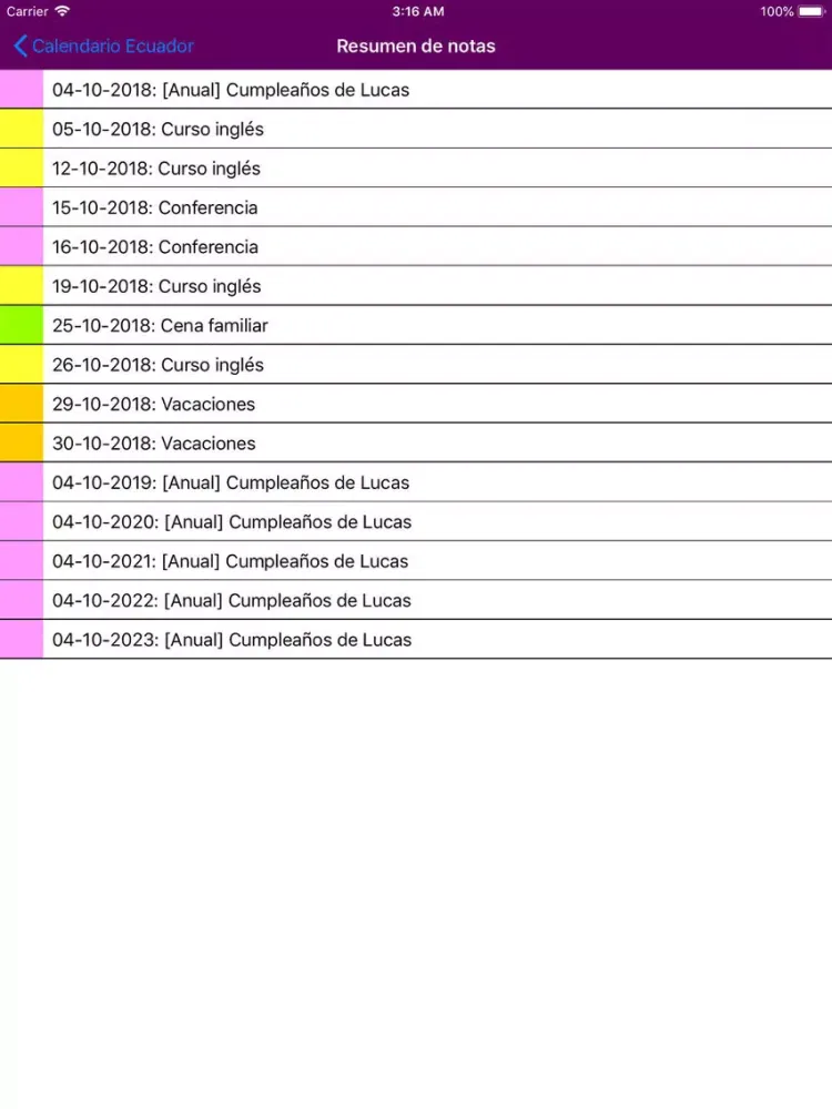 Calendario 2019 Ecuador iPad  سکرین شاٹس