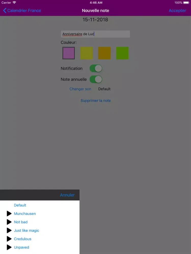 Calendrier 2019 Fériés France iPad  Ekran Görüntüleri