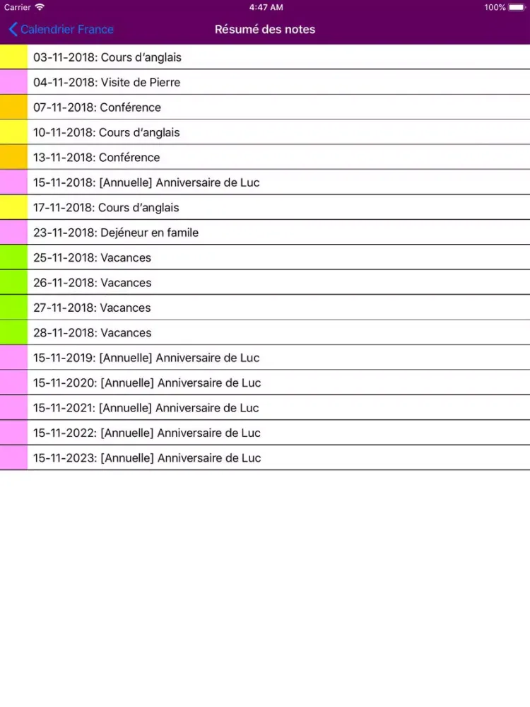 Calendrier 2019 Fériés France iPad  Ekran Görüntüleri