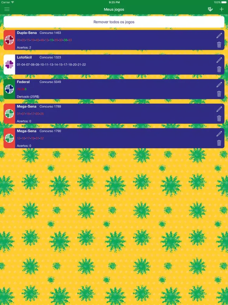 Capturas de pantalla de Sorteios Brasil Loterias NoAd iPad 